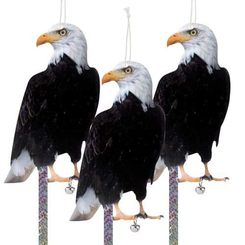 Owl to Keep Birds Away, 3 Pack Bird Scare Hawk Fake Owl, Reflective Hanging Bird Decoration, Bird Control Device to Keep Birds Pigeon Woodpecker Away from Patio Garden - color: Mighty Hawks 3pc