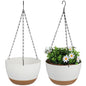 2 Pack Self Watering Hanging Planters: 9.7 Inch Pots with Chain Tray, White - color: White