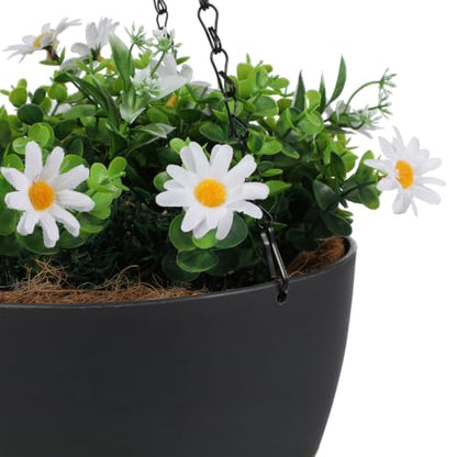 2 Pack Self Watering Hanging Planters: 9.7 Inch Pots with Chain Tray, Black - color: Black