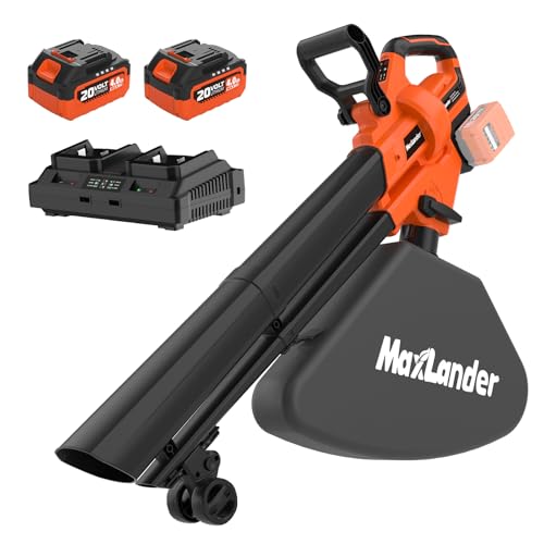 MAXLANDER 40V Cordless Leaf Blower Vacuum Mulcher, Leaf Vacuum with 40L Bag - color: Coral