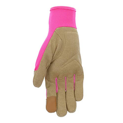 Miracle-Gro MG86208/WML Synthetic Leather Palm Gloves –Medium-Large, Women’s High Dexterity Spandex Back Gloves with Hook and Loop Closure - size: Medium