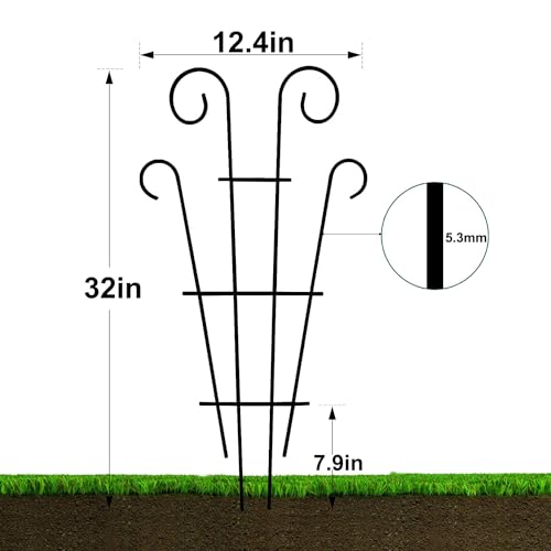 Mklsit 32" Metal Plant Trellis for Climbing Plants Support, 4 Pack - size: 32" Wave Shape
