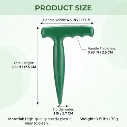 Seed Planter Tool, 6.9 Inch Green Plastic Dibber for Sowing Seeds, Planting Bulbs, Digging with Handle