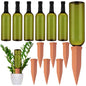 SiliFine 6 Sets Terracotta Watering Spikes,Emerald Green and Terracotta - color: Emerald Green and Terracotta