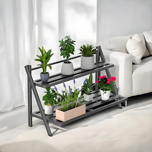 2-Tier Aluminum Plant Stand Indoor &Outdoor Rustproof Waterproof