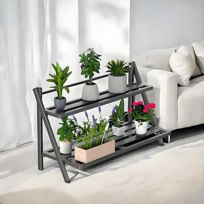 2-Tier Aluminum Plant Stand Indoor &Outdoor Rustproof Waterproof