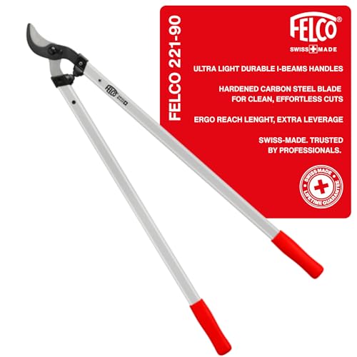 FELCO F221-90 Swiss Made Loppers for Gardening – 36" Lightweight Precision Loppers for Tree Trimming | Tree Branch Cutters | Tree Trimmer Tool with Curved Bypass Blade | I-Beam Handles | Orchard Reach - style: Classic