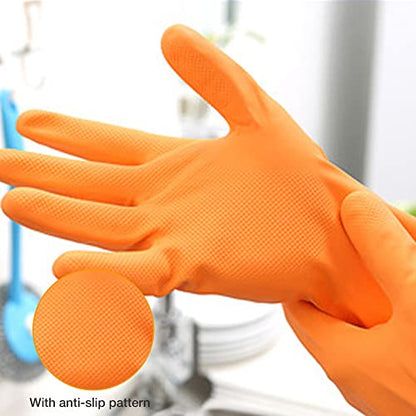 Alimat PluS Rubber Dishwashing Gloves Latex Free, Without Liner, Small - color: Red+green+orange, size: Small (Pack of 3)