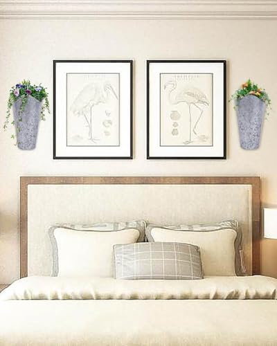 vensovo 2 Pack 12 Inch Galvanized Wall Planters for Flowers, Silver - color: Silver