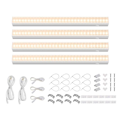 Barrina Grow Lights for Indoor Plant, Full Spectrum, T5 1FT Yellow, 4 Packs - color: Yellow, size: 1ft-white Cover