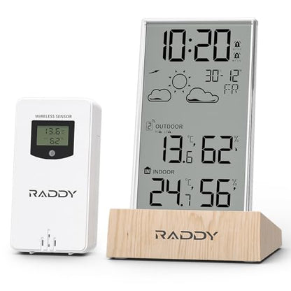 Raddy V5 Wireless Weather Station, Indoor Outdoor Thermometer