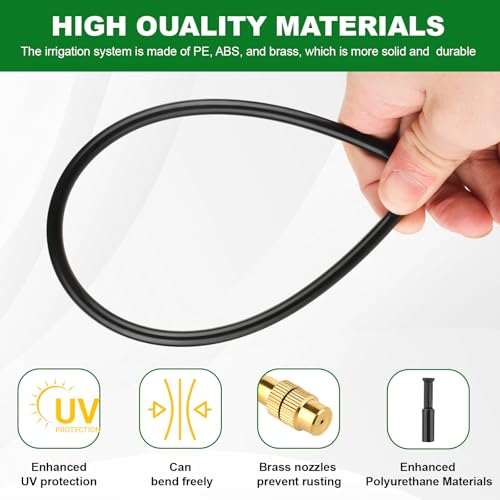 100FT Drip Irrigation System, 1/4" Garden Watering Misting System for Plant - size: 100FT