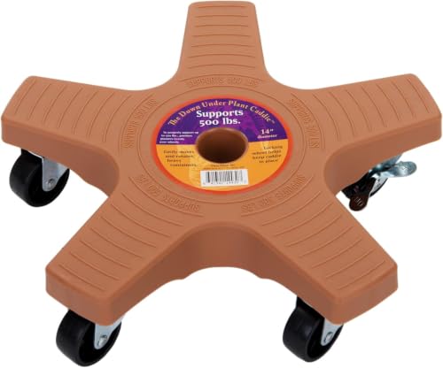 Bosmere 14" Plant Caddie - Heavy-Duty Rolling_Plant Stand with Locking Wheels, 500 lb Capacity – Durable Plant Caddy for Indoor/Outdoor Use, Adobe (Pack of 6) - color: Adobe, size: 14" (Pack of 6)