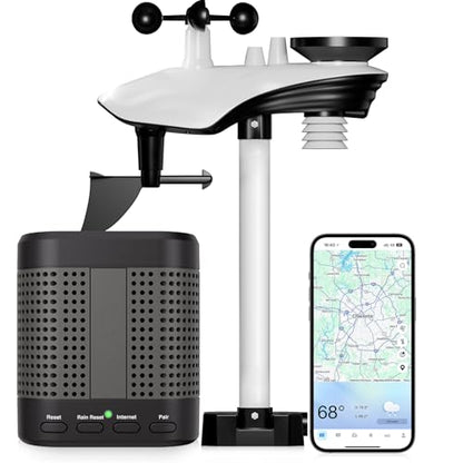 Smart WiFi Weather Station Without Display, Weatherseed® AI 24-Hour/7-Day Forecast, Indoor/Outdoor Wireless, 2-Year Data Storage, 2.4G WiFi Only