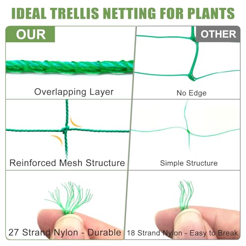 Trellis Netting for Climbing Plants, Cucumber/Tomato Garden Trellis Netting - size: 6.6x9.85 FT (27 Strands)