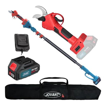 2-in-1 Electric Pruning Shears Cordless with Pole, 20V Cordless Pruning Shears,4.0Ah Battery Operated Pruning Shears, 9.3Ft -Up to 15.3Ft Telescopic Electric Shears for Gardening JOVANT