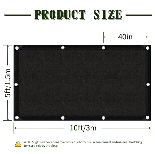 40% Shade Cloth 5x10FT, UV Sun Shade Mesh for Greenhouse - color: 40%Black, size: 5×10FT