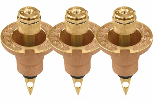 3-Pack Orbit 54071 Brass Pop-Up Flush Head Sprinkler with Half Pattern Spray Nozzle - Brass Pop-Up Sprinklers for Half Pattern Spray