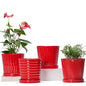 6 Inch Flower Pots for Plants, Ceramic Planter with Drainage and Saucer - color: Red