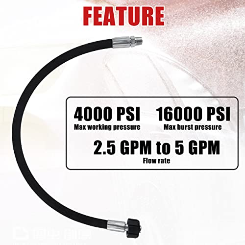 Tool Daily Pressure Washer Whip Hose 2 FT, 3/8" NPT + M22-14 Female Thread - size: 2 FT