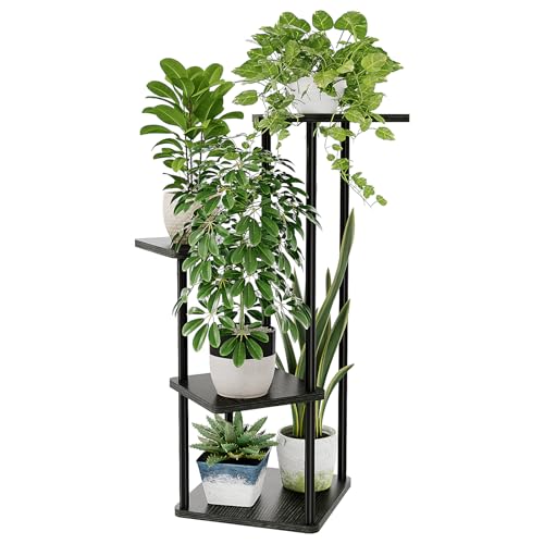 Bamworld Small Plant Stand Indoor Corner Metal Plant Shelf - color: Dark Brown, size: 4 Tier