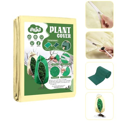 Plant Cover Freeze Protection, 47 x 70 Inch 2.47oz/yd² Frost Cloth Shrub Covers with Zipper and Drawstring, Plant Blankets Tree Covers for Outdoor Winter Frost Cold Weather Yellow - size: 47''x 70''-1PCS-Yellow