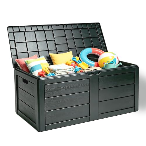 70 Gal Outdoor Storage Box, Waterproof Deck Box for Outdoor Tools, Black - color: BLACK, size: 70 Gallon