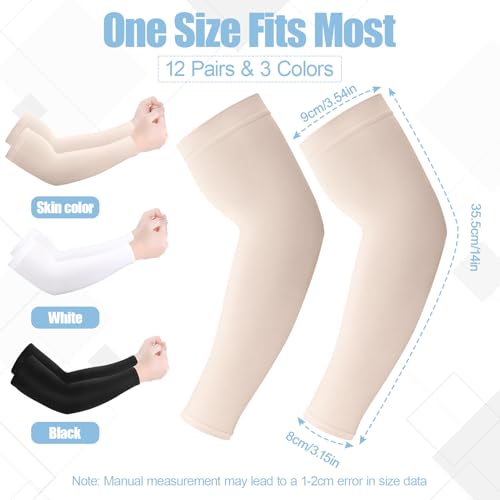 JATEBI UV Protection Arm Sleeve for Men Women, Straight Cuff, 12 Pairs