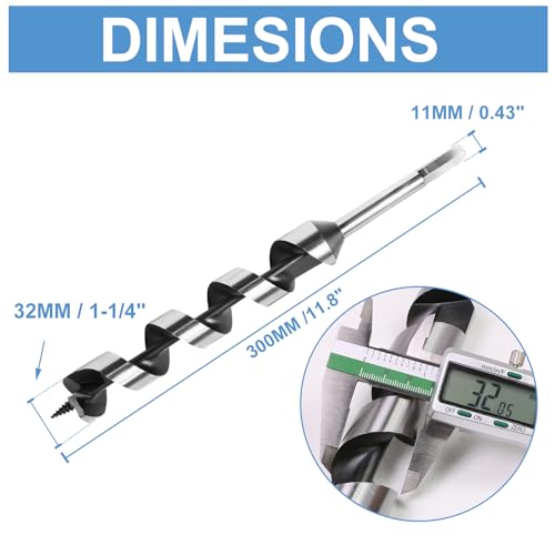 32 x 300mm (Slightly Larger Than 1-1/4" x 12") Wood Auger Drill Bit - 1pcs - size: 32x300mm (Slightly Larger 1-1/4 x 12")
