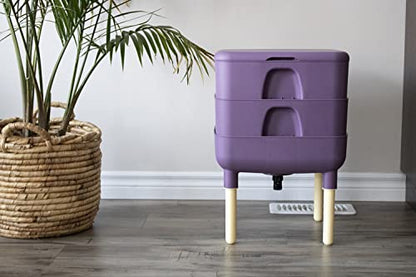 FCMP Outdoor - The Essential Living Composter, 2-Tray Worm Vermicomposter Bin (HF-LC4000v2-PUR) Plum - color: Plum