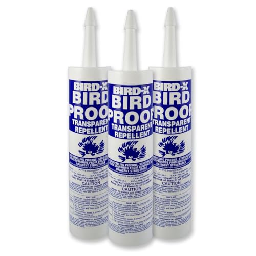Bird-X Bird Proof Gel, Sticky and Transparent Clear Gel, Long-Lasting and Easy to Use, Each Tube Covers 10 Linear feet, Pack of 3 Tubes (10 fl. oz. Each)