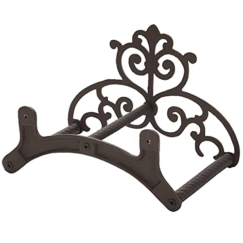 MyGift Brown Heavy Duty Cast Iron Outdoor Garden Water Hose Hanger - style: Vintage Scrollwork