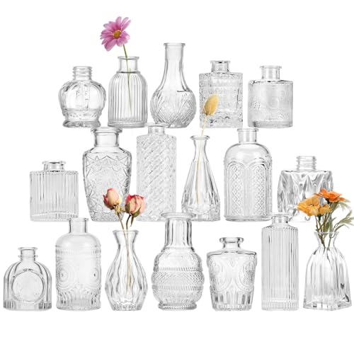 Fixwal 18 Pack Small Bud Vases for Centerpieces, Clear Vases for Flowers - color: Clear, size: 18pcs
