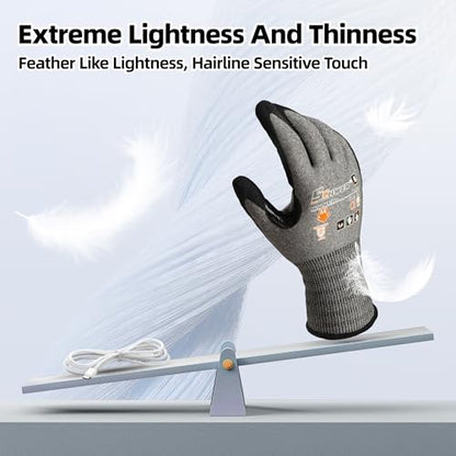 Schwer A4 AIR-SKIN Cut Resistant Work Gloves, Ultra Lightweight, AR5918, L - color: Gray, size: Large