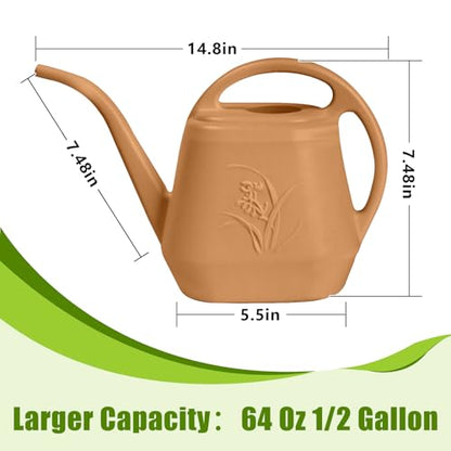 Plastic Watering Can - for Indoor and Outdoor Home Garden Plants - with Long Spout - Copper Color - 1/2 Gallon