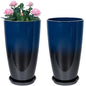 Neoaider Set of 2 Tall Planter, 21 inch Large Plastic Planter, Dark Blue - color: Dark Blue