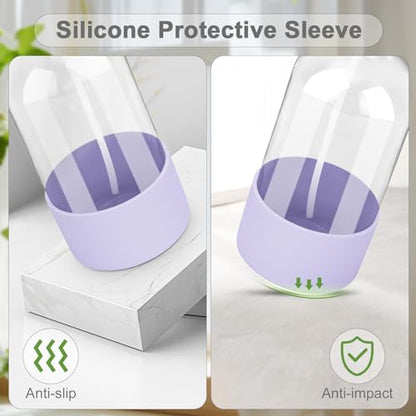 Glass Spray Bottles - 2 Pack 16 oz Clear Spray Bottles with Silicone Sleeve - color: Purple