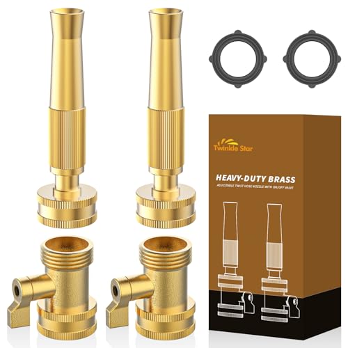 Twinkle Star Brass Twist Hose Nozzle, Hose Shut Off Valve, 4 Pack - color: Nozzle Twist 4 Pack