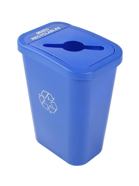 City Box 10 Gallon Mixed Recycling Bin with Lid for Kitchens and Offices - color: Recycle, size: 10 Gallon