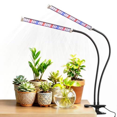 Grow Lights for Indoor Plants,LED Clip-On Clamp, Dual Head - size: Clamp-2 Head