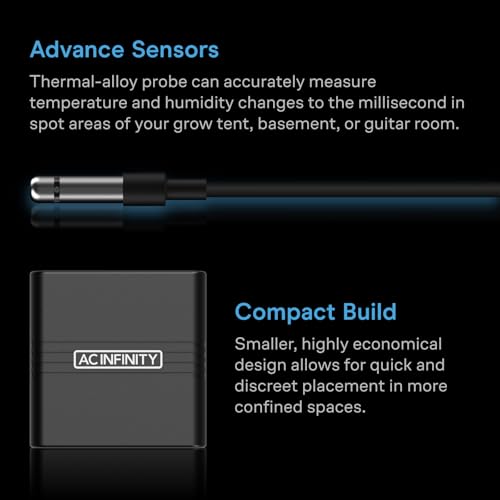 AC Infinity Temperature Humidity VPD Smart Hygrometer A1 w/ Bluetooth App - style: Ranged Sensor, Compact