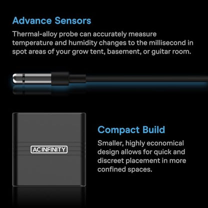 AC Infinity Temperature Humidity VPD Smart Hygrometer A1 w/ Bluetooth App - style: Ranged Sensor, Compact