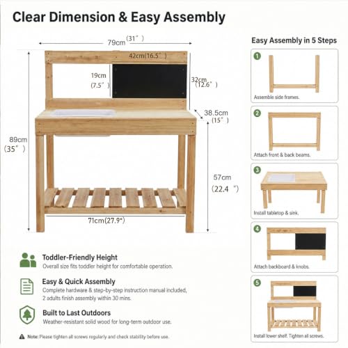 Kids Wooden Potting Bench Mud Kitchen
