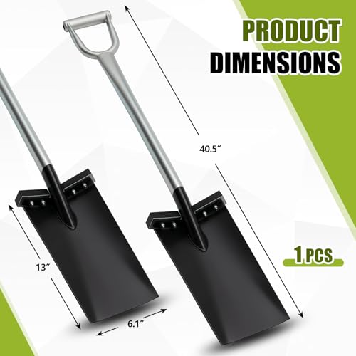 1 Pcs All Steel Trenching Spade with D-Grip Handle Removable Footpads