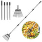 GreatBuddy Adjustable Leaf Rake, 8'' Wide Metal Rake, Perfect for Shrub, Flower Bed & Small Area, 29''- 72'' Expandable Stainless Steel Handle, Easy to Use - size: 11Tine