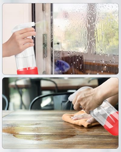 Glass Spray Bottles for Cleaning - 16 oz Spray Bottles with Silicone Sleeve - color: Red