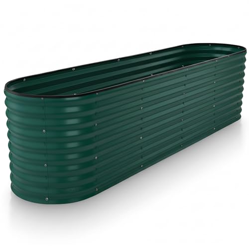 Plant & Plot Galvanized Raised Garden Beds Outdoor // 8×2×2 ft Planter Raised Beds for Gardening, Vegetables, Flowers // Large Metal Garden Box (Dark Green) // Patented Tool-Free Design - color: Dark Green, size: 8×2×2 Ft