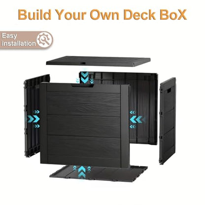 35 Gallon Outdoor Storage Box, Deck Boxes Outdoor Waterproof, Package Delivery Boxes For Outside, Patio Storage Box For Garden, Doorstep, Camping (Black, 35, Gallons)