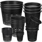 SiliFine 18 Pcs Hydroponic Net Pots, Variety Size Black Plastic for Orchids