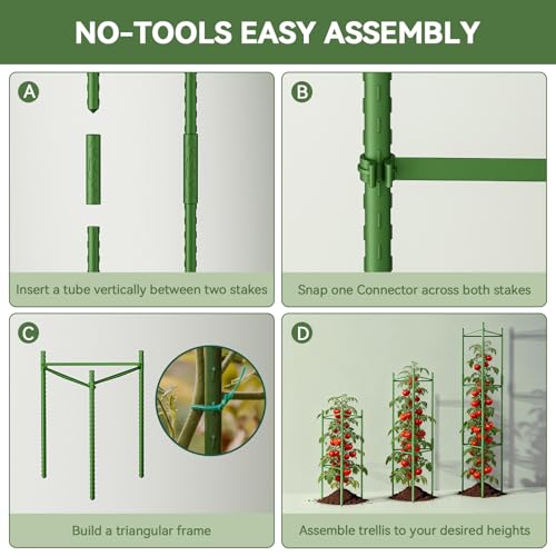 Halatool 2 Pack Tomato Cages for Garden, Up to 48in (4FT) Trellis - color: 2 Pack, size: 48 Inches